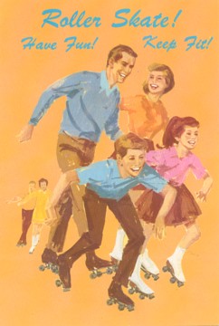Featured is a promotional postcard for the Chicago Roller Skate Co.  Pictured is a late 1950's family roller skating for fun and fitness.  The original unused postcard is for sale in The unltd.com Store. 